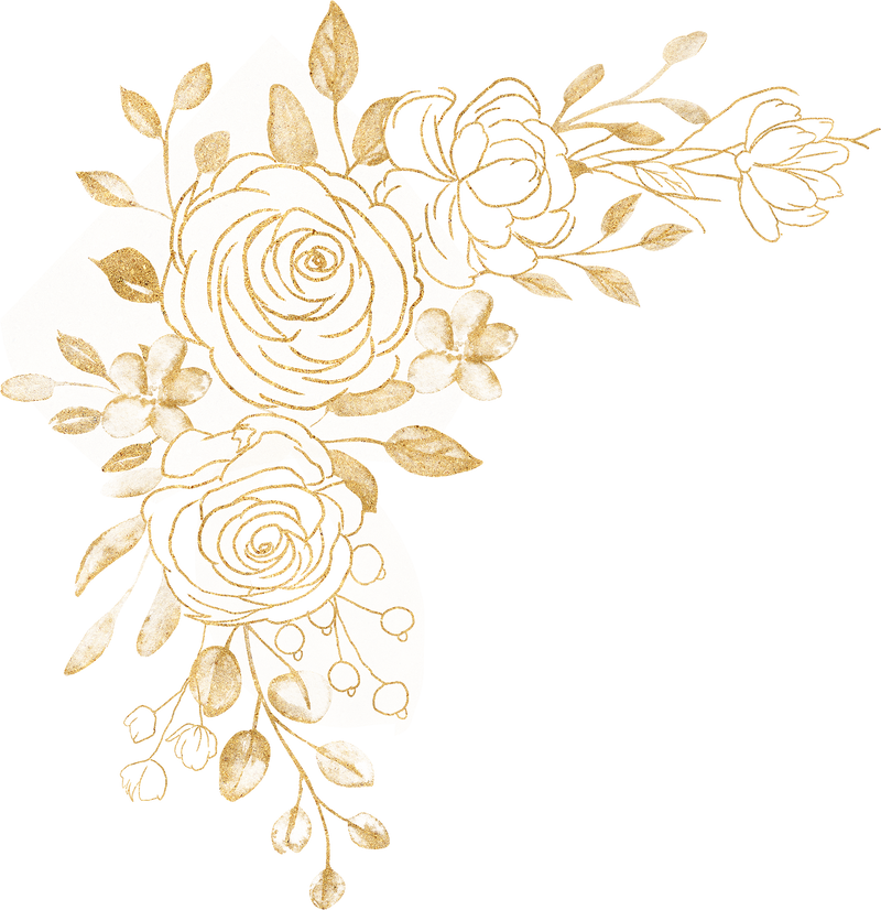 gold line art flower arrangement